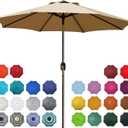 Blissun 9' Outdoor Patio Umbrella, Outdoor Table Umbrella, Yard Umbrella, Market Umbrella with 8 Sturdy Ribs, Push Button Tilt and Crank