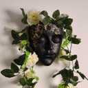 Face Shape Wall Planter Elegant Black Resin Wall-Mounted Head Pot with Drainage Hole Unique Small Vase Holder for Flower,Succulents, Hanging Plants for Plant Lovers