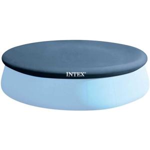 INTEX 28020E Pool Cover: For 8ft Round Easy Set Pools – Includes Rope Tie – Drain Holes – 12in Overhang – Snug Fit