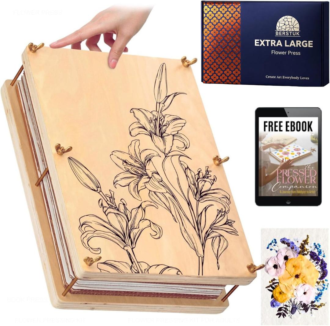 Extra Large Flower Press Kit for Adults and Teens - Big Flower Preservation Kit 38 x 29cm (15" x 11.4") - Includes Expert Video Tutorials - Gift-Ready Packaging Ideal for Arts and Crafts Lovers