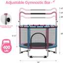 55/60" Trampoline for Kids, 4.5/5 FT Toddler Trampoline with Enclosur Net, Basketball Hoop & Sandbag, 440 LBS Capacity, Adjustable HeightGifts for Ages 3-12 Boys & Girls