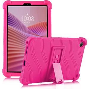 ATOOZ for Lenovo Tab One 8.7 Case 2025 (TB305FU),Soft Silicone Shockproof Kids Case for Lenovo Tab K9 Tablet 8.7 inch with PC Stand (Rose Red)