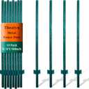 Thealyn 4.8ft Fence Posts, Pack of 10 - Sturdy Metal U-Posts & Step-in Stakes, No Digging Poles for Garden Wire Fencing and Yard Signs (Fits 4-ft Fence Mesh)