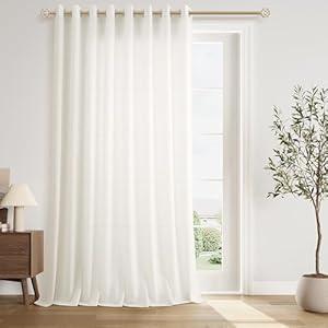 Jowels Natural Linen Extra Wide Curtain 100 Inch for Patio Silding Glass Doors 1 Panel Cream Light Flitering Semi Sheer Curtains Grommet Boho Farmhouse Room Divider Drapes for Living Room W100xL96