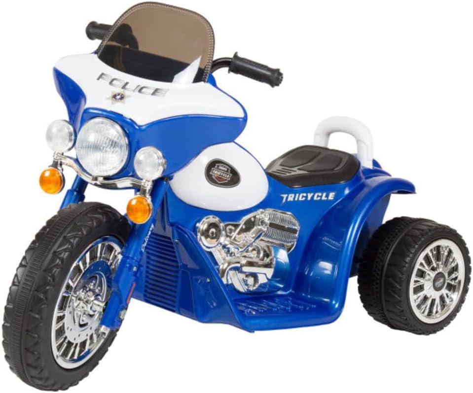 Lil' Rider 3 Wheel Mini Motorcycle Trike for Kids, Battery Powered Ride on Toy by Rockin Rollers  Toys for Boys and Girls, 3 - 6 Year Old  Police Car Blue, Large