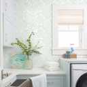 3 x Ismoon Green Peel and Stick Wallpaper Boho Geometric Contact Paper 17.3"x78.7" Sage Green Modern Removable Wall Paper for Kitchen Cabinet Self Adhesive Wallpaper Bathroom Waterpoof Decor Vinyl