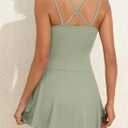 Aleumdr Ribbed One Piece Swimdress Swimsuits for Women Tummy Control Tie Knot Swim Skirt V Neck Bathing Suit (M)