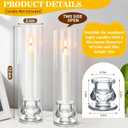 24 Set Hurricane Glass Candlestick Holders 12.6" Two Side Open Glass Candle Holders and 2.2" Taper Candlesticks Holder Bulk for Table Centerpiece Wedding Christmas Home Decor