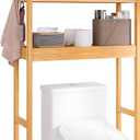 SMIBUY Bathroom Storage Shelf, Bamboo Over-The-Toilet Organizer Rack, Freestanding Toilet Space Saver with 3-Tier Adjustable Shelves (Natural), 10.2D x 24.8W x 67H in