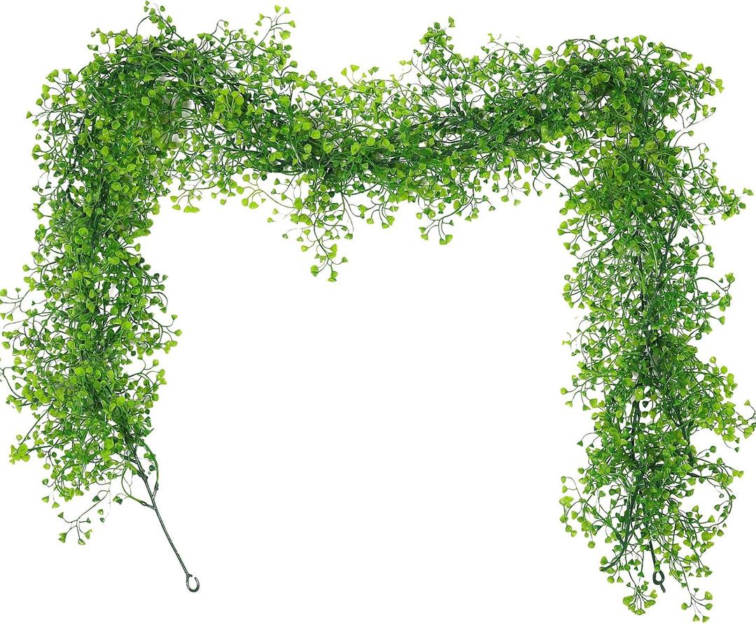 RECUTMS Fake Vines Garland Artificial Hanging Plant Faux Ferns Leaves Greenery Ivy Garland 2Pcs for Summer Home Indoor Outdoor Wedding Farmhouse Table Centerpiece Graduation Party Garden Decor(Green)