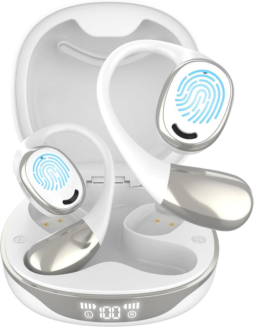 2 x OWS Translator Earbuds: 3in1 Translator Earphones 144 Languages & Accents & 8 Offline Translation Packs HD Sound Quality Long Battery Life, Ideal for Travel & Business, Milkywhite