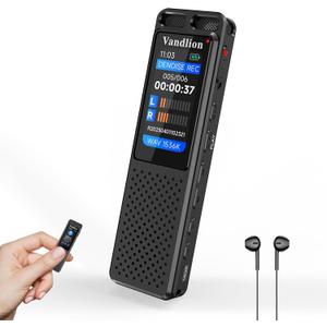 144GB Voice Activated Recorder with Playback, Vandlion 1536Kbps HD Digital Recording Device (70Hrs Recording Time) with Noise Reduction, Password for Lectures Meetings Interviews Classes