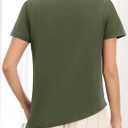 Womens Loose Fit Crew Neck T-Shirts Summer Split Asymmetry Short Sleeve Tee Shirt Plain Outfit Tops (Green, XL)