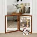 LZRS Clear Dog Gate for Indoor Use - Transparent Pet Fence with Solid Hardwood and Plastic Board, Stylish & Durable freestanding Pet Gate for Doorways, Stairs and Hallways-2 Panel Cherry