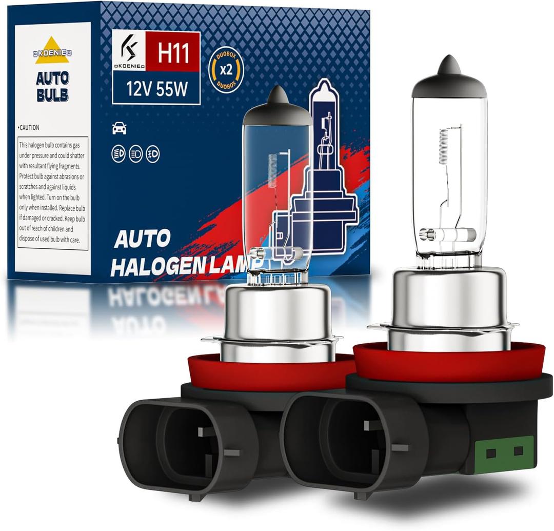H11 Headlight Bulbs, 12V 55W, 4000 Lumens, 3800K, Halogen Light Bulbs, No Glare, Headlight Bulbs High and Low Beam, Fog Light Bulb,Head Light Bulb for Car, Pack of 2