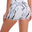 SEEMLY High Waisted Yoga Shorts for Women Tummy Control Fitness Athletic Workout Running Shorts with Deep Pockets (White, L)