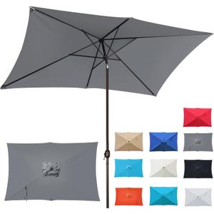 Blissun Rectangular Patio Umbrella, Table Market Umbrella with Tilt and Crank, Outdoor Umbrella for Garden, Deck, Backyard, Pool and Beach