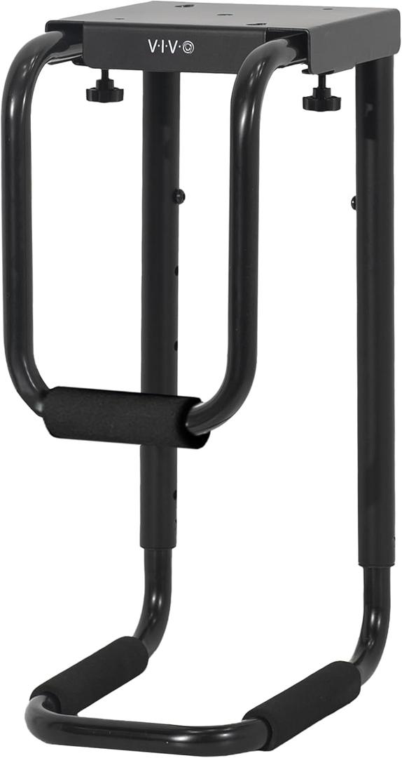 Heavy Duty Adjustable Under-Desk PC Mount, Home and Office Computer CPU Holder with Secure Locking, Supports up to 66 lbs, Black, MOUNT-PC04B