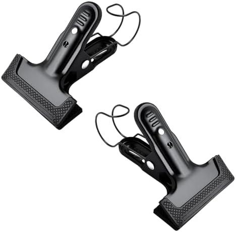 4 Pack 4-1/4" Heavy Duty Spring Clamps Clips, Black Metal Rubber Hinge Clip File Clamps for Photography Background Stands, Home Improvement Projects (2.17" Opening, with Hooks)