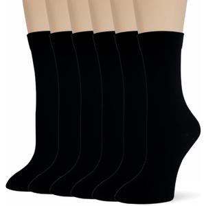 Bzoinien Thin Crew Socks for Women, Ladies Soft Cotton High Calf Boot Socks for Trouser, Dress, Loafer, Casual, Fashion, Business, Work, 6 Pairs, Size: 5-11