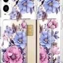 Hungo Compatible for iPhone 17 Case Wallet with Card Holder,Ultra Thin Slim Cute Girly Skin Cases Protector with Airbag Bumper for Women Girls (Clear Pink Floral Anemones)