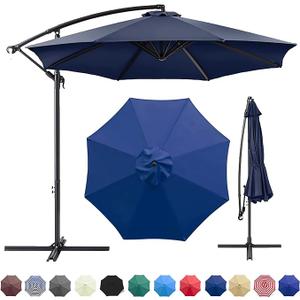 Patio Umbrella Canopy, Universal Replacement Cover for 10 Feet 8- Ribs Outdoor Round Patio Market Umbrella Parasol Canopy Top Sun Shade Accessory, 300D UV Protective And Water Resistant Patio Canopy Blue
