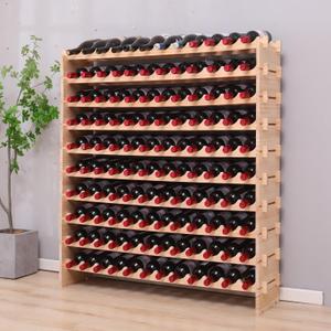 Freestanding Wine Rack Cabinet Floor Standing 120 Bottle Pine Stackable Storage Modular Wine Rack Display Stand, 46"l 11.4"w 50"h