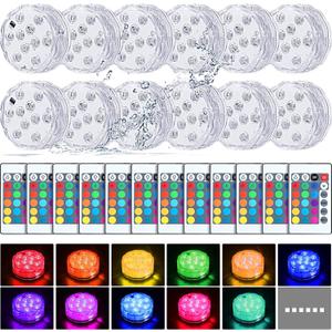 Mudder 12 Pack Submersible LED Lights with Remote 2.8" Waterproof Pool Underwater LED Light Battery Operated Bathtub Lamp 16 Color Changing Lamp for Hot Tub Pool Pond Vase Aquarium Decoration
