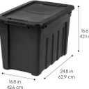 IRIS USA 20 Gallon Heavy Duty Storage Totes with Easy-Grip Handles, 4 Pack - Large Bins with Lids Garage Organizing Tubs, Durable Stackable Utility Containers, Made in USA - Black