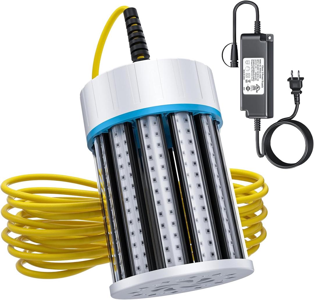 Ultra-Bright Underwater Fishing Light, 110V & 12V Green LED Submersible Light Attractants for Docks, Boats or Kayaks, IP68 Rated for Fresh & Salt Water (30ft Cable) (No Controller)