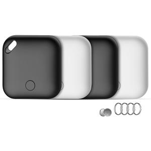 Air Tracker Tags-4 Pack[Apple MFi Certified], Bluetooth Tracker Works with Apple Find My APP (iOS Only), Smart Tag Item Finder for Keys, Bags, Luggage, Wallet, Replaceable Battery Last 2 Years (2 White and 2 Black)