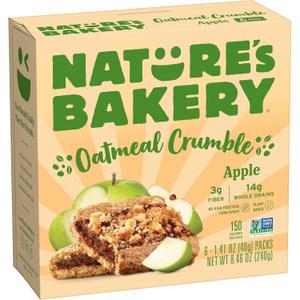 Nature's Bakery Oatmeal Crumble Apple Bars, 1.41 Oz, 6 Ct (EXP 08/07/26)