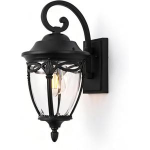 Large Outdoor Wall Sconce Lights for House, Black Exterior Lighting Fixtures Wall Mount, Waterproof Outdoor Front Porch Light Fixture with Clear Glass for Porch, Patio, Garage