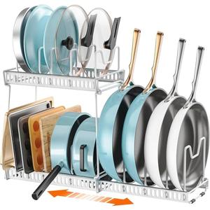 MonaSixy 3-Pack Pots and Pans Organizer for Under Cabinet, Bright White