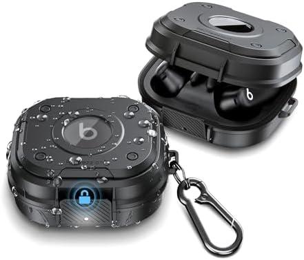 PROfezzion for Beats Powerbeats Pro 2 Case Cover, Heavy Duty Hard Shell Lock Case with Full Coverage and Secure Locking Latch for Power Beats Pro 2 Earbuds - Jet Black (Not for The Powerbeats Pro 1)