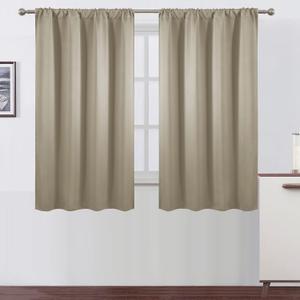 LEMOMO Blackout Curtains 42 x 54 inch/Beige Curtains Set of 2 Panels/Thermal Insulated Room Darkening Bedroom Curtains