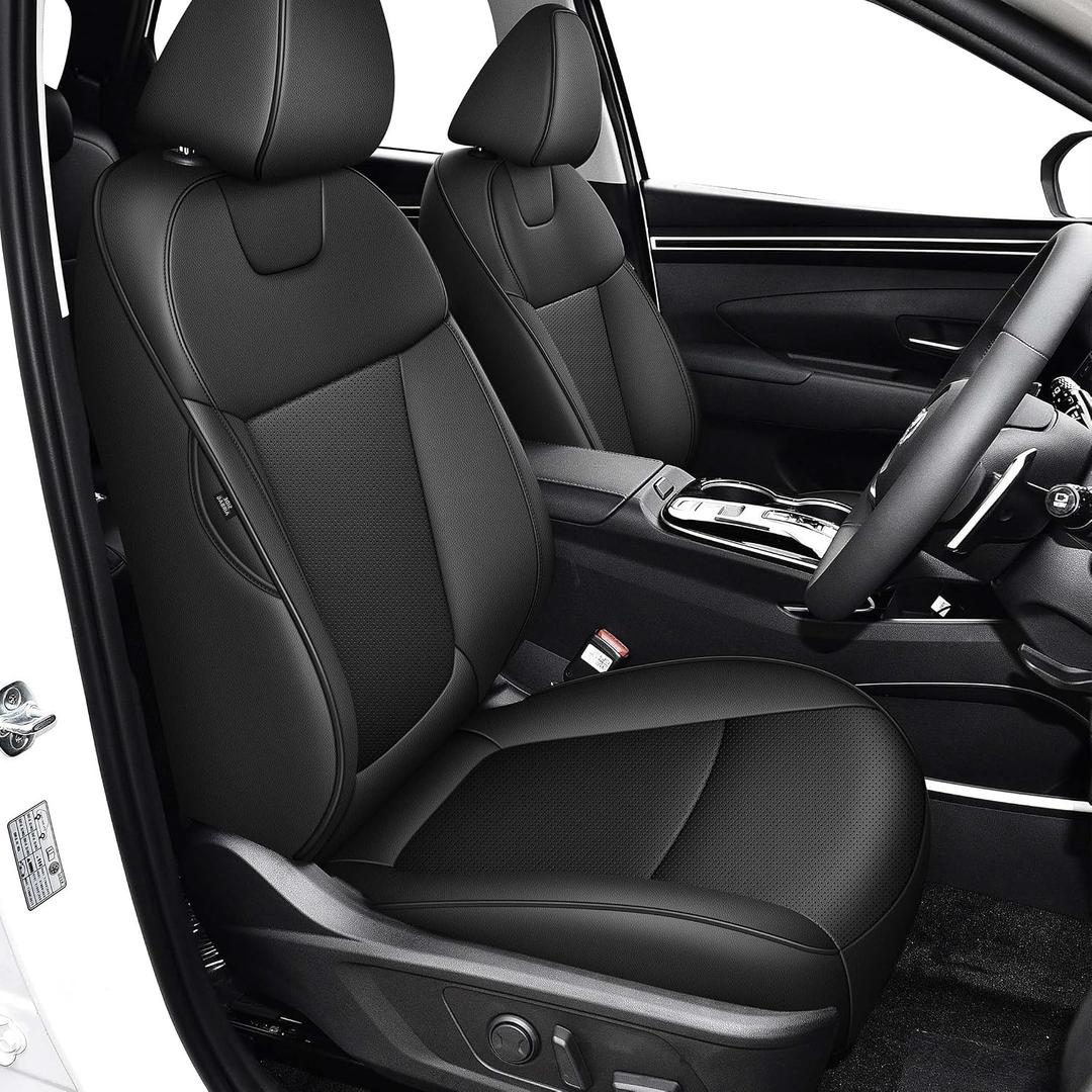 TTX LIGHTING Custom Fit Seat Covers for Hyundai Tucson 2022 2023 2024 2025 2026 XRT,SE,SEL,N Line,Limited - Faux Leather Full Set Compatible Airbag Car Seat Protector BlackNot for Hybrid