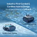 (2026 New) BUBLUE C20H Gen2 Pool Vacuum for Inground Pools, Corded & Cordless Hybrid Pool Cleaner Robot with Smart Navigation, APP Control, Clean Floor/Wall/Shallow for Pools Up to 1615 Sq.Ft, Gray