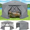 COBIZI 15x15 FT Pop Up Gazebo - Canopy Tent, Large Gazebos On Clearance with Sidewalls, Screened in Gazebo,carpas para Patio,Portable Screen Tents for 12-15 Persons Outdoor Camping, Backyard, Gray