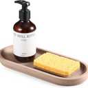 Diatomaceous Earth Sink Caddy, Instant Dry Bathroom Kitchen Sink Organizer, Minimalist Water Absorbing Dish Soap Holder, Stone Tray for Sponge Brush Candles (Brown)