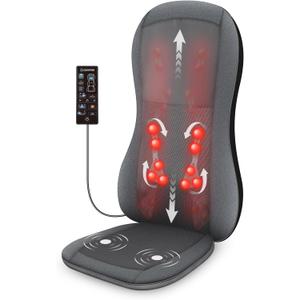 COMFIER Shiatsu Back Massager with Heat, 2D/3D Massage Chair Pad, Full Back Seat Cushion with 10 Nodes, Deep Tissue Rolling & Kneading for Neck, Shoulders & Lumbar, Vibration Seat for Home & Office