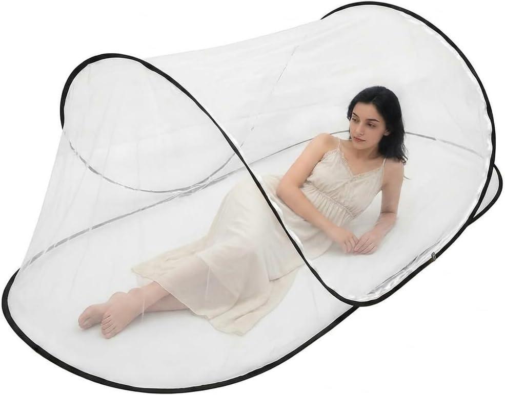 Pop Up Mosquito Tent, Extra Large Foldable Bed Net for Travel
77 x 30 x 23 in bug net with double zipper, lightweight frame and carry bag for camping or patio use