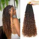 Vustbeauty 9 Packs Boho Box Braids Crochet Hair 18 Inch Goddess Box Braids Crochet Hair With Curly Ends Synthetic Bohemian Hair Extension For Women (18inch, 1b/4/30)