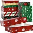 YANGTE 12 Pack Christmas Gift Boxes with Lids - Large 17" (4" Deep) & 14" (2" Deep) Gift Boxes for Present, Wrapping Robe, Shirt, Clothing