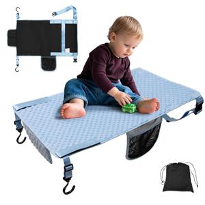 Toddler Airplane Bed, Soft Airplane Seat Extender for Kids, Baby Flight Portable Hammock Bed with Fasten Hook and Insert, Airplane Travel Essentials Kids, Anti-Slip - Dot, Light Blue