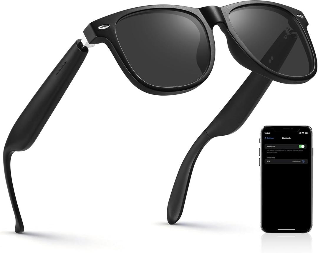JASPIN Bluetooth Smart Glasses-Blue Light Glasses for Men and Women-Open Ear Sound Mic & Speakers Voice Assistant-Remote Control Photo Taking