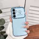 NITITOP Compatible with Samsung Galaxy A25 5G Case Cute Luxury Women Girls Men with Love Heart Electroplated Pattern Curly Wave Frame Raised Camera Shockproof Protection Cover-Baby Blue