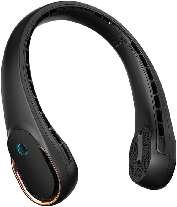 FrSara Neck Fan, Bladeless Neck Fan, Upgraded 4000mAh, Long Endurance, Upgraded air volume, Easier to Use, 360° Cooling, No Hair Twisting, Non-Slip Material, Rechargeable, 3-Speed