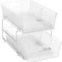 Simple Houseware 2 Tier Bathroom Organizer Tray Pull-Out Sliding Drawer/Under-Sink Storage, Clear