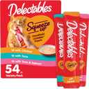 Delectables Squeeze Up Variety Pack, Creamy Squeezable Puree, Lickable Wet Cat Treats, Grain Free, No Fillers, by-Products, Preservatives, 0.5 Ounces Tube, 54 Tubes Total (EXP 01/15/28)
